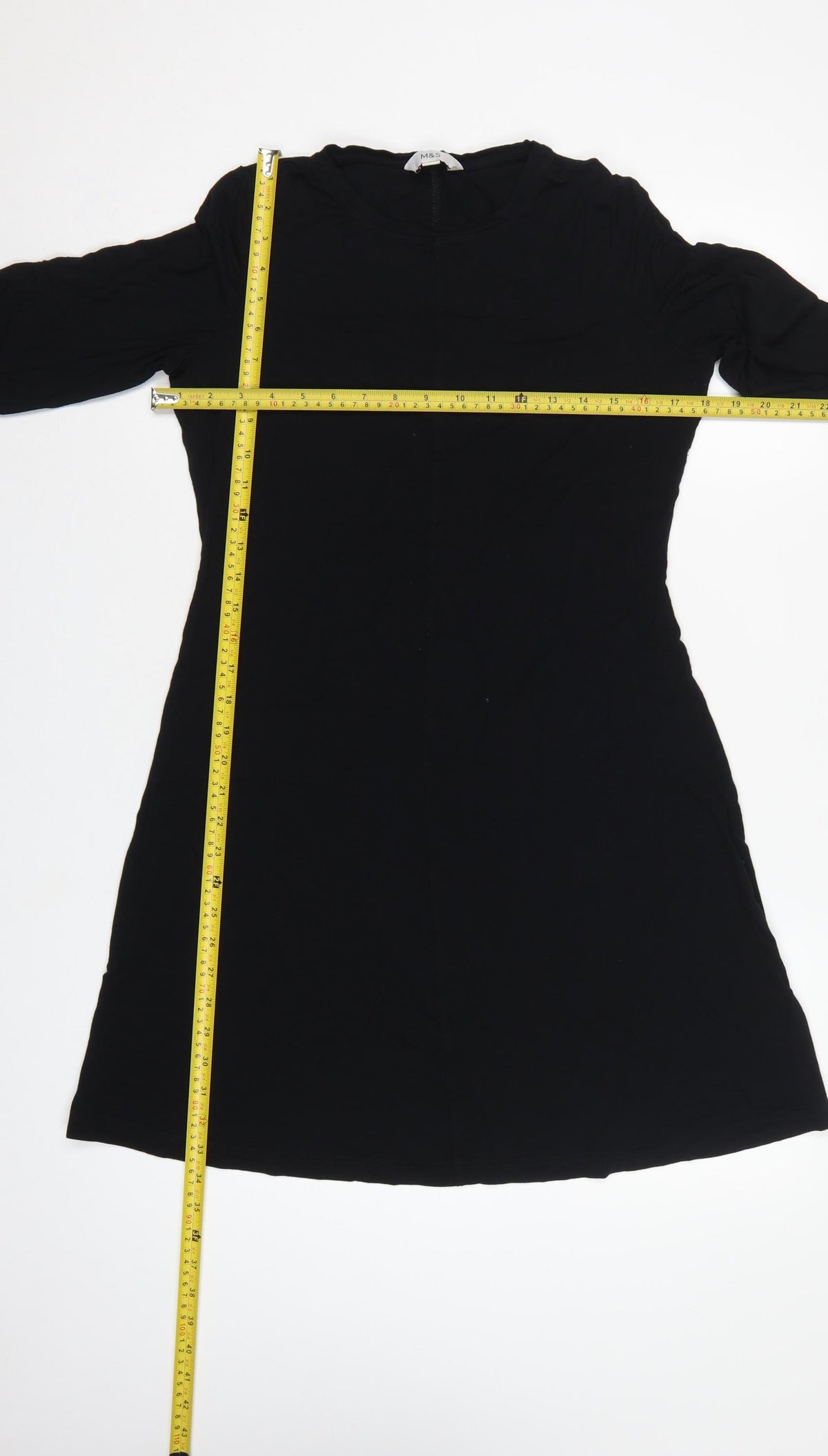 Marks and Spencer Women Black UK 12 Fit & Flare Midi Knit Dress