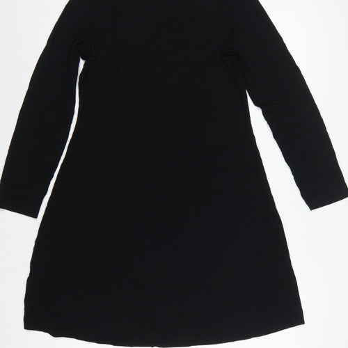 Marks and Spencer Women Black UK 12 Fit & Flare Midi Knit Dress