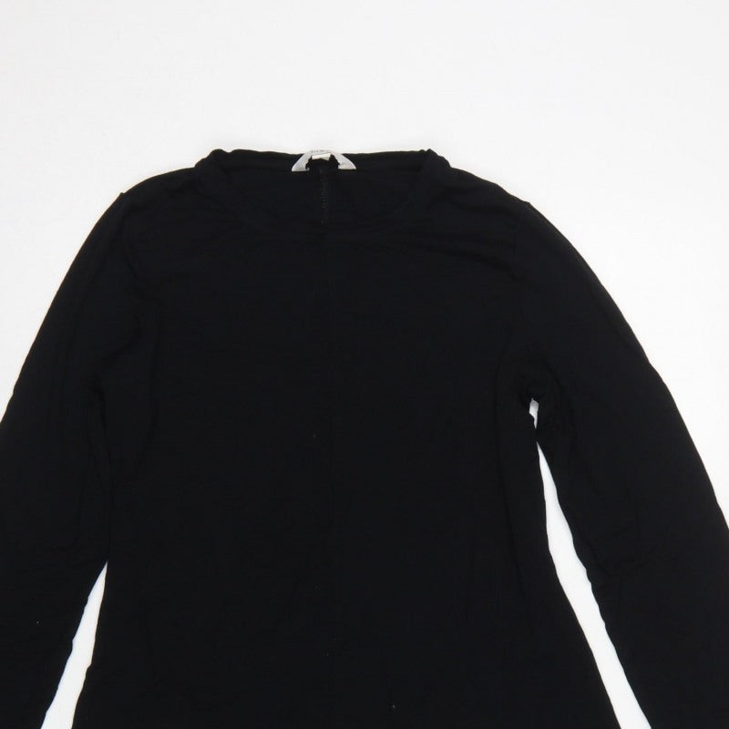 Marks and Spencer Women Black UK 12 Fit & Flare Midi Knit Dress