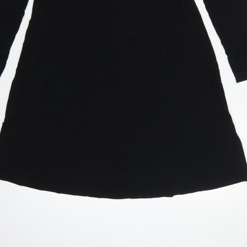 Marks and Spencer Women Black UK 12 Fit & Flare Midi Knit Dress