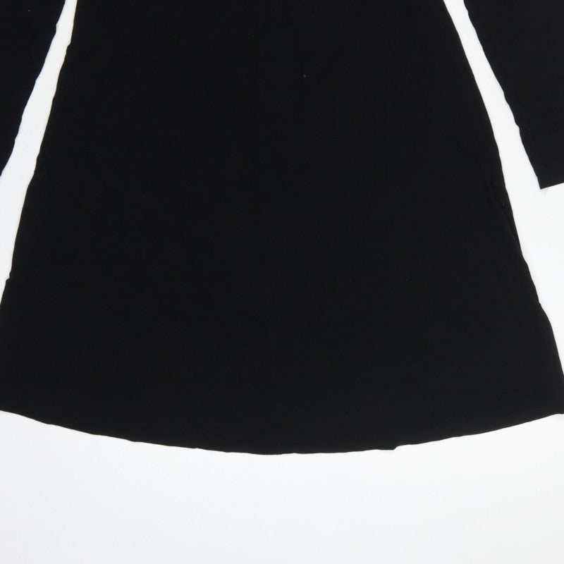 Marks and Spencer Women Black UK 12 Fit & Flare Midi Knit Dress