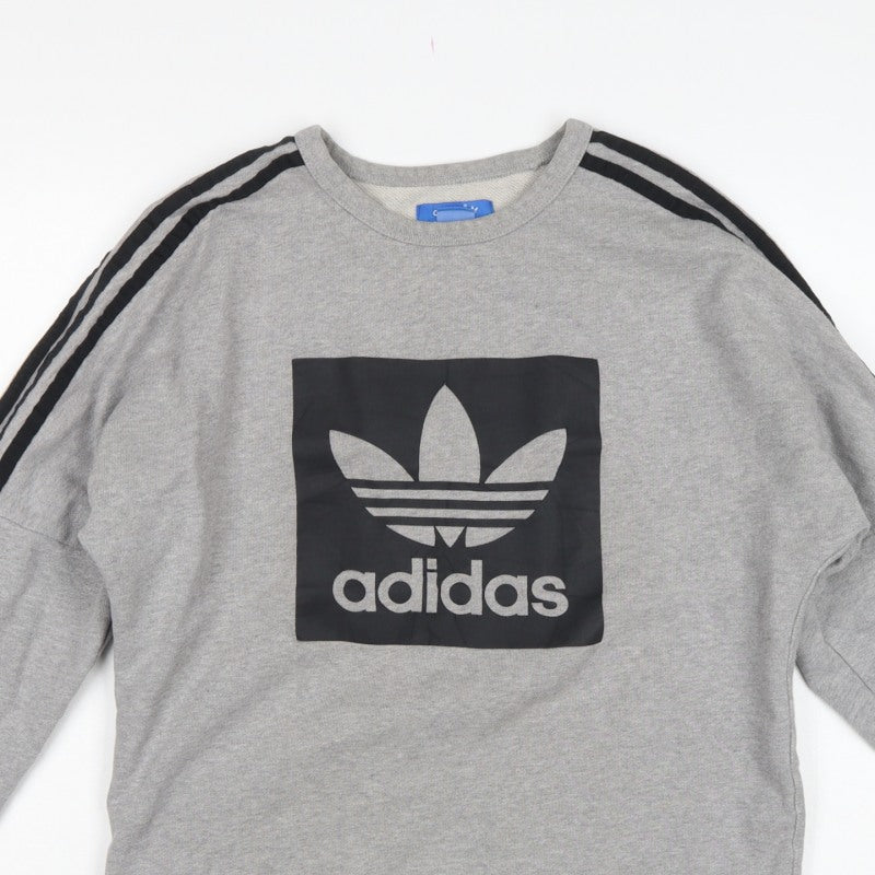 Additional view of Adidas Men’s Grey XS Pullover Sweatshirt Trefoil Logo 3 Stripe