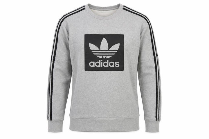 Adidas Men’s Grey XS Pullover Sweatshirt Trefoil Logo 3 Stripe