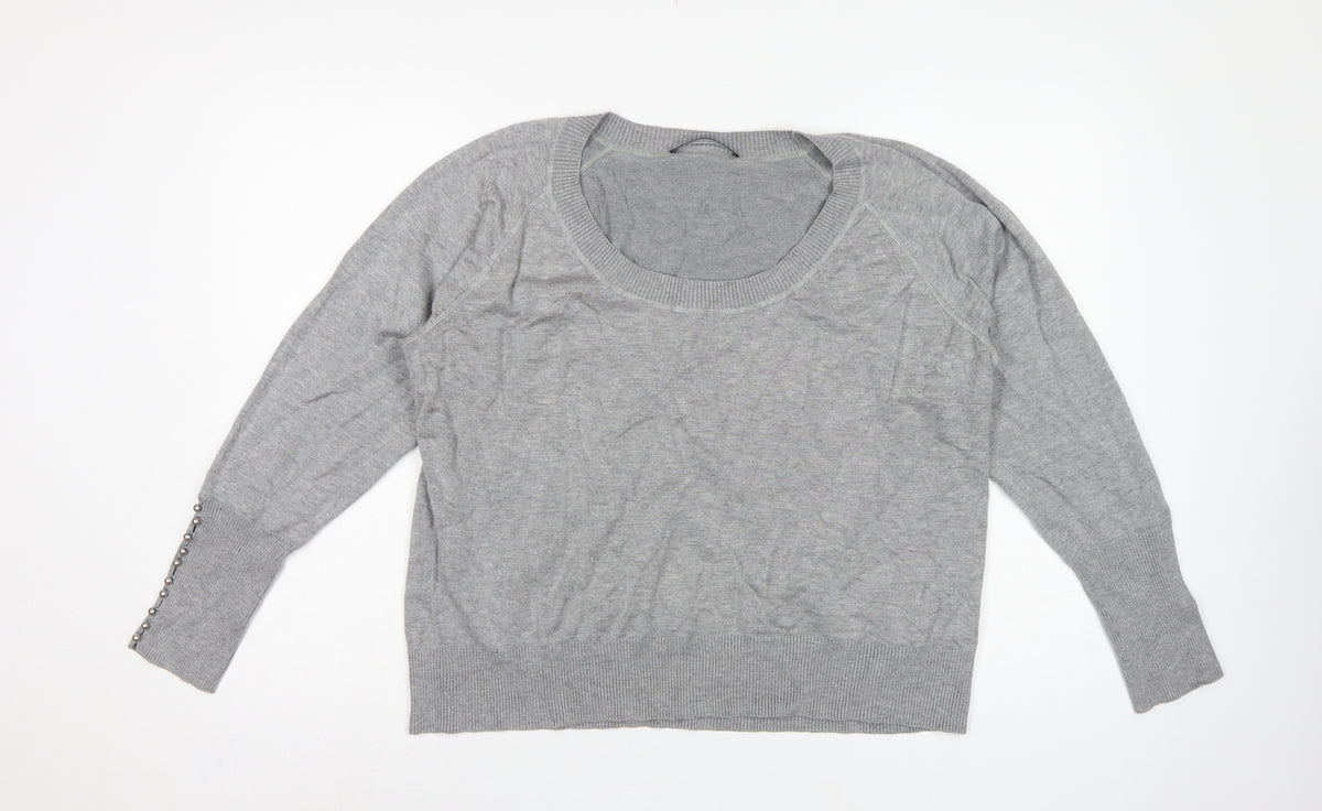 Windsmor Women Grey XL Scoop Neck Studded Cuff Knit Jumper