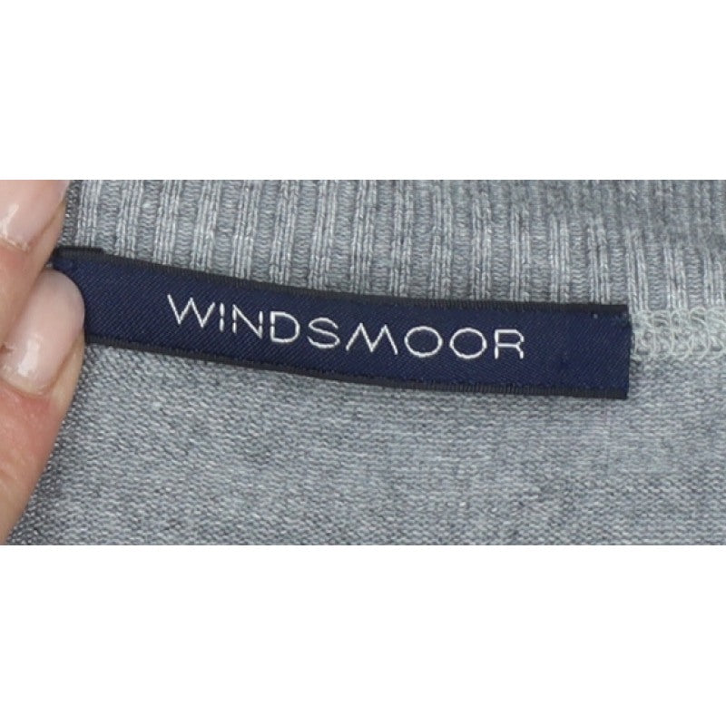 Windsmor Women Grey XL Scoop Neck Studded Cuff Knit Jumper