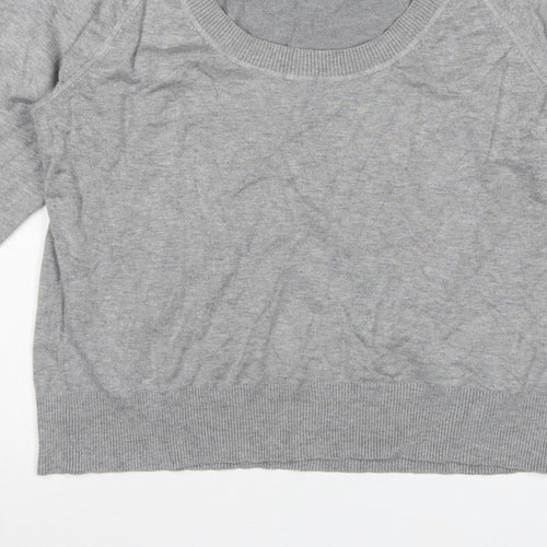 Windsmor Women Grey XL Scoop Neck Studded Cuff Knit Jumper