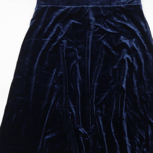 Marks and Spencer Women Blue UK 14 Velvet A-Line Knee Length Skirt
