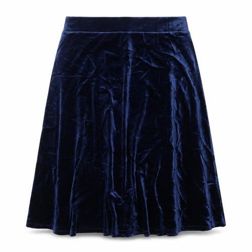 Marks and Spencer Women Blue UK 14 Velvet A-Line Knee Length Skirt