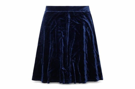 Marks and Spencer Women Blue UK 14 Velvet A-Line Knee Length Skirt