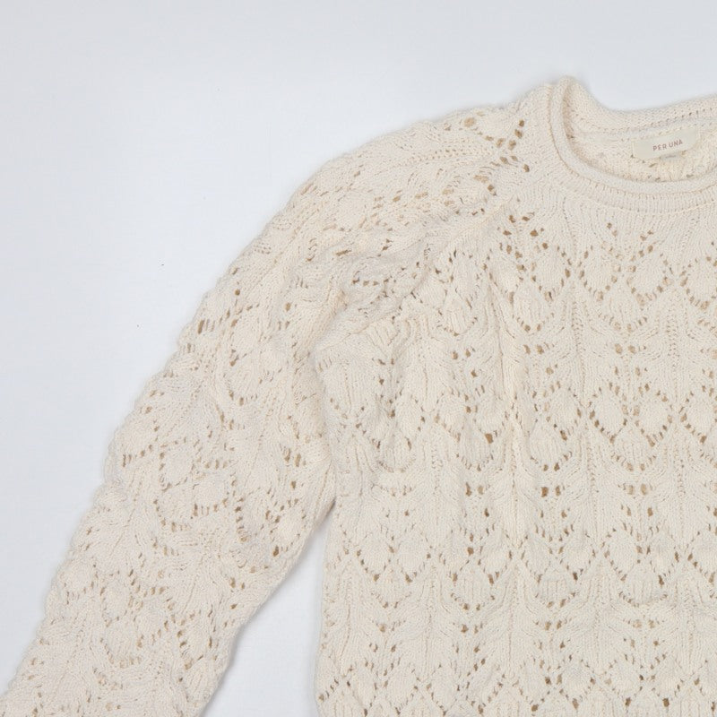 M&S Per Una Women Ivory L Open Knit Cotton Pullover Jumper