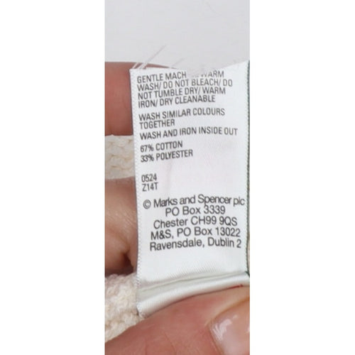 M&S Per Una Women Ivory L Open Knit Cotton Pullover Jumper