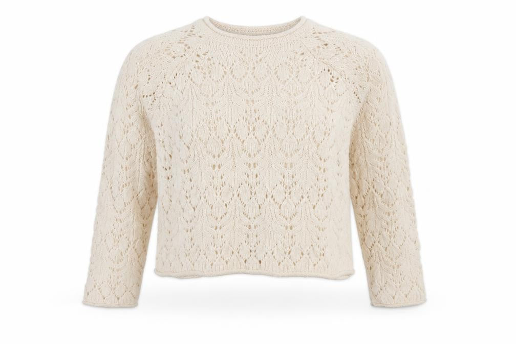 M&S Per Una Women Ivory L Open Knit Cotton Pullover Jumper