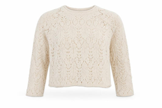 M&S Per Una Women Ivory L Open Knit Cotton Pullover Jumper