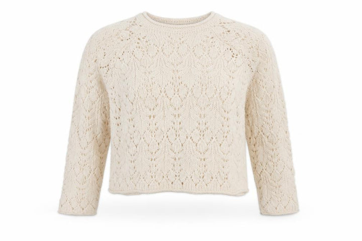M&S Per Una Women Ivory L Open Knit Cotton Pullover Jumper