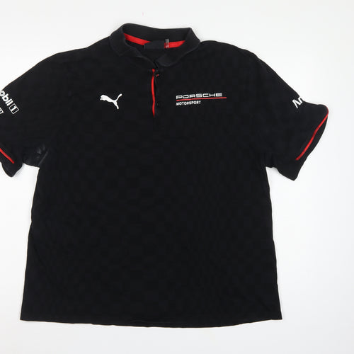 Puma Porsche Motorsport Men's Black L Logo Racing Polo Shirt