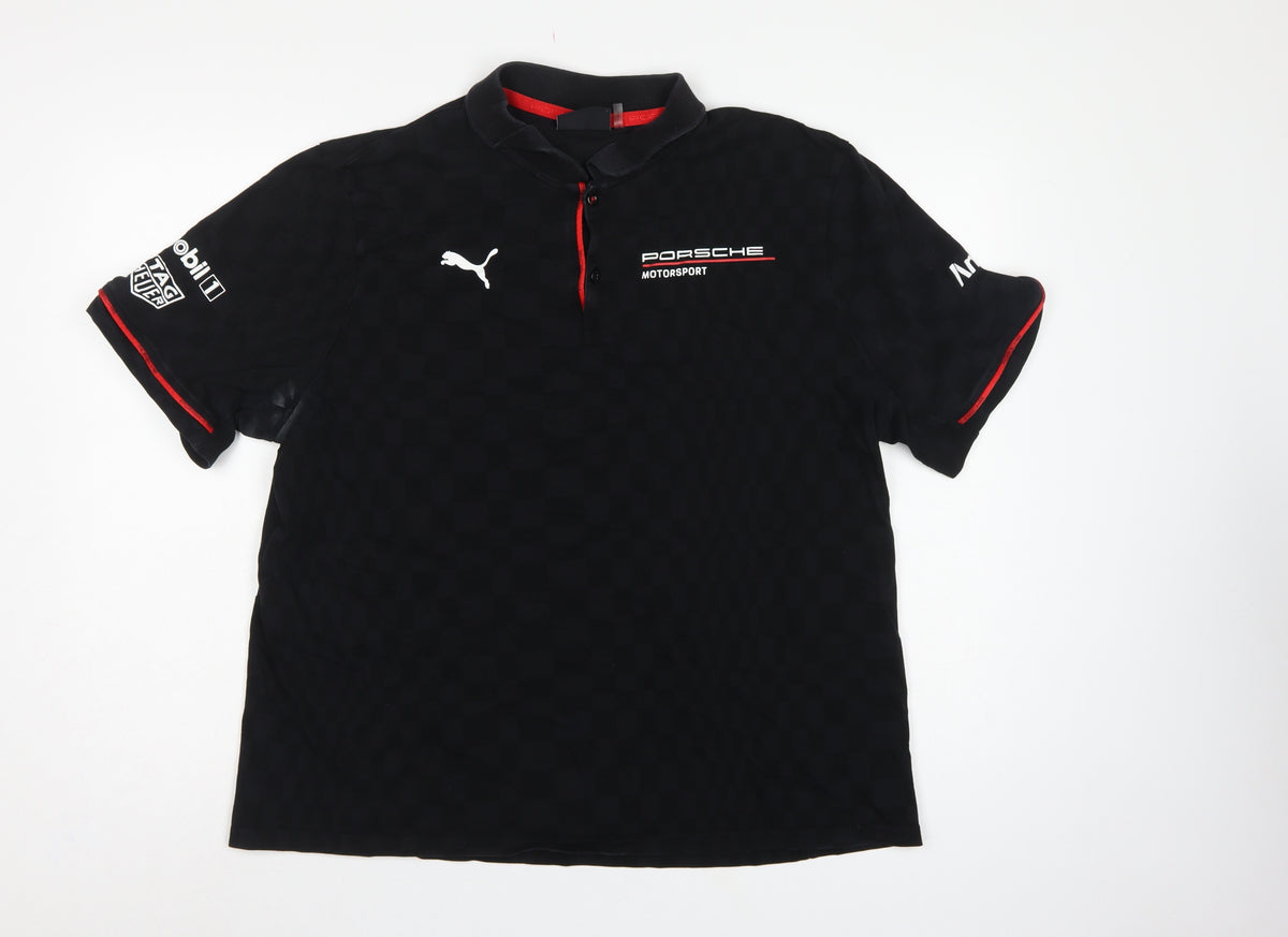 Puma Porsche Motorsport Men's Black L Logo Racing Polo Shirt