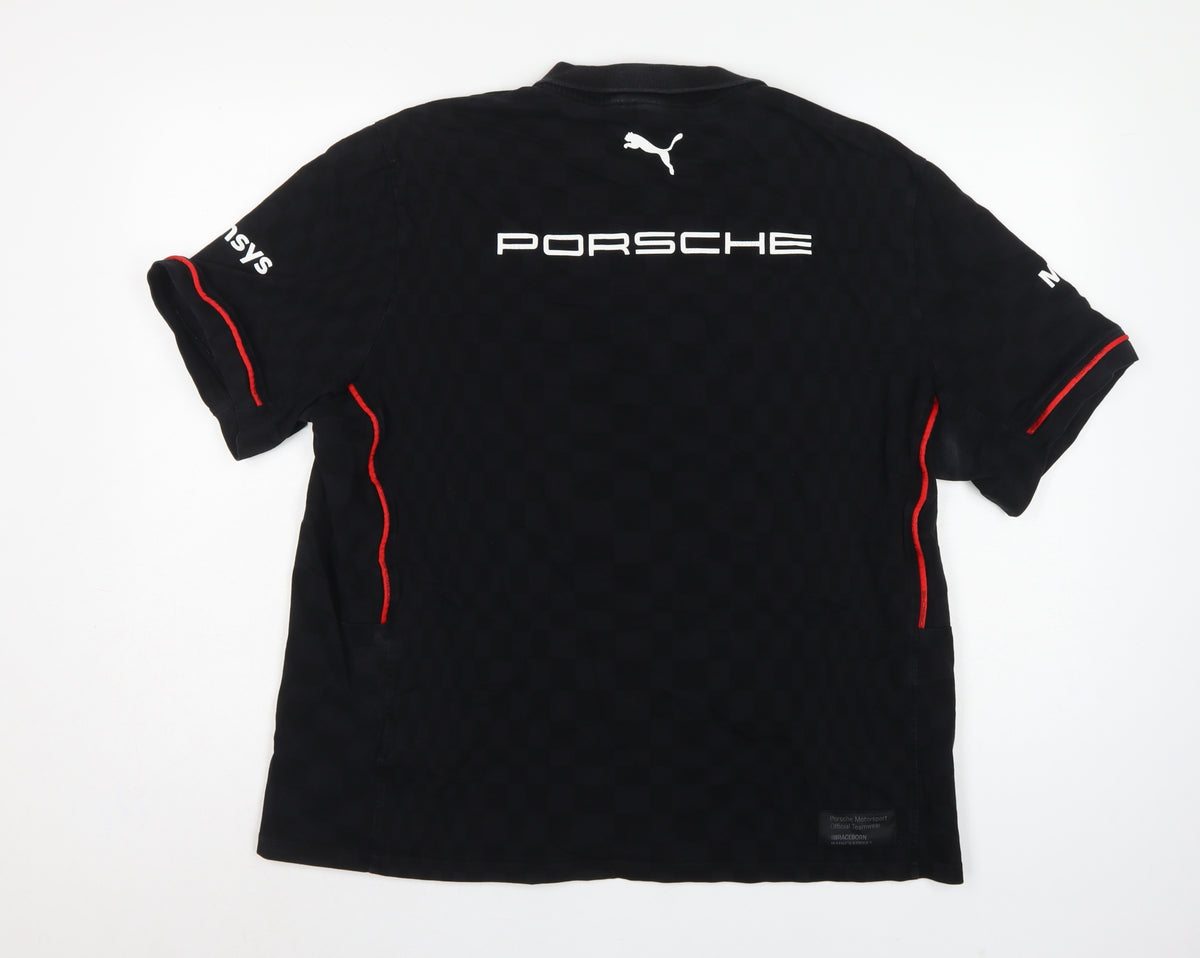 Puma Porsche Motorsport Men's Black L Logo Racing Polo Shirt