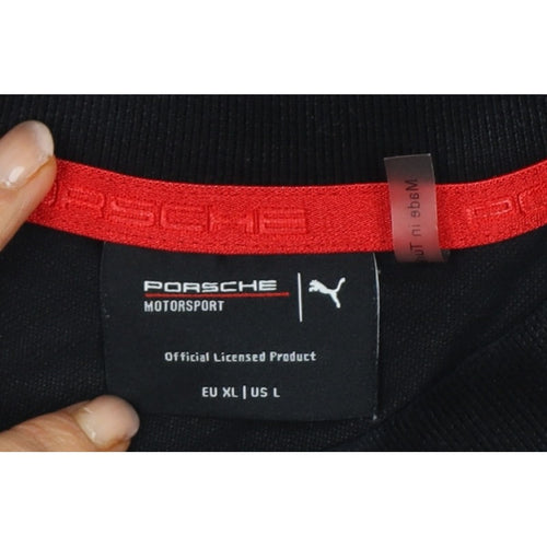 Puma Porsche Motorsport Men's Black L Logo Racing Polo Shirt