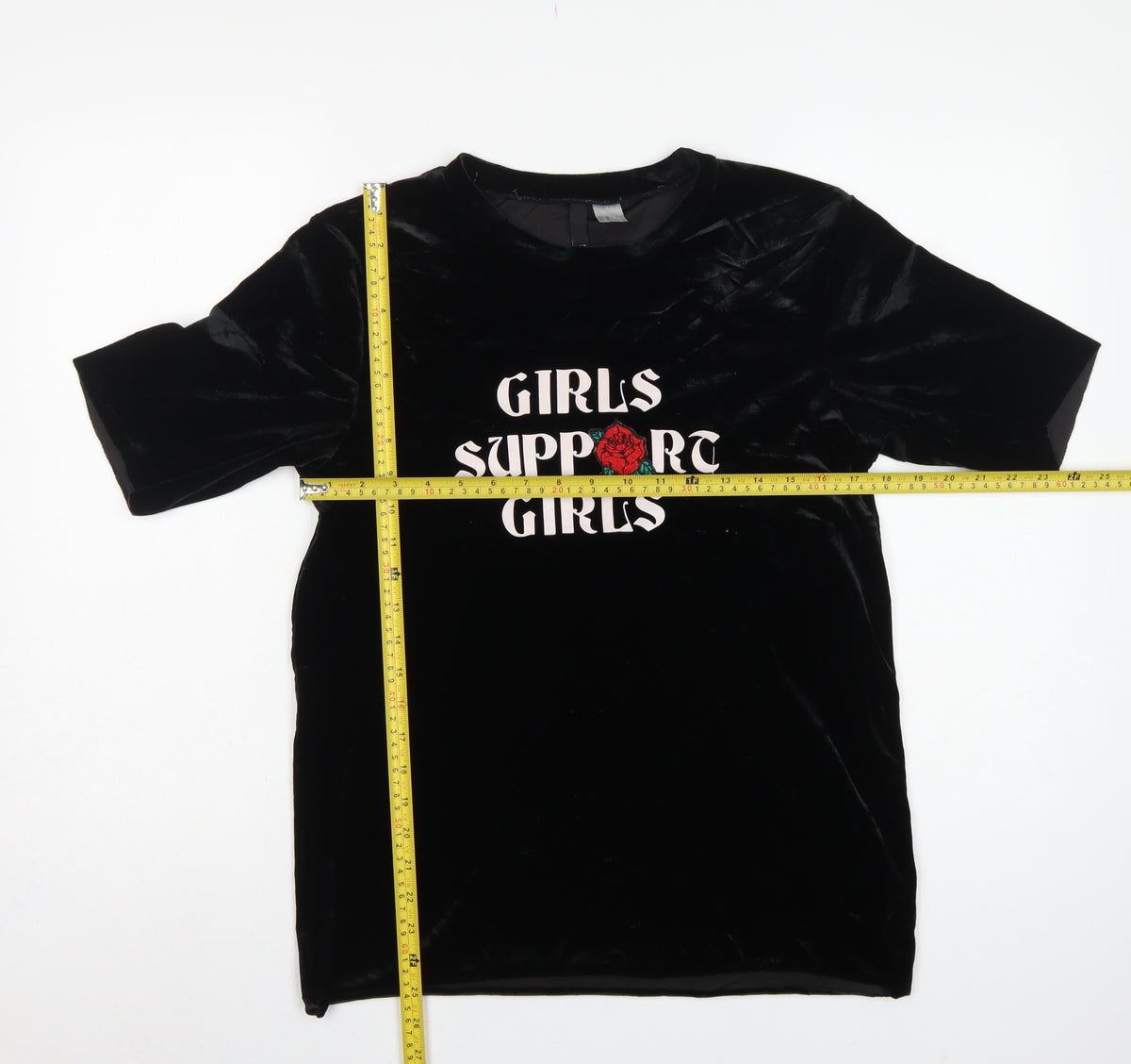 Divided H&M Women Black XS Velvet Girls Support Girls T-Shirt