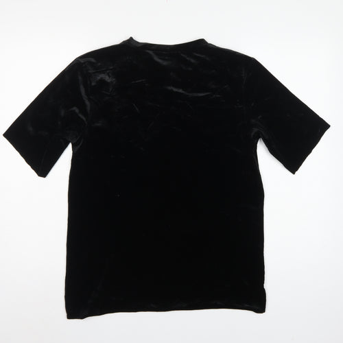 Divided H&M Women Black XS Velvet Girls Support Girls T-Shirt