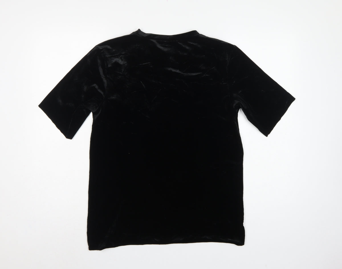Divided H&M Women Black XS Velvet Girls Support Girls T-Shirt