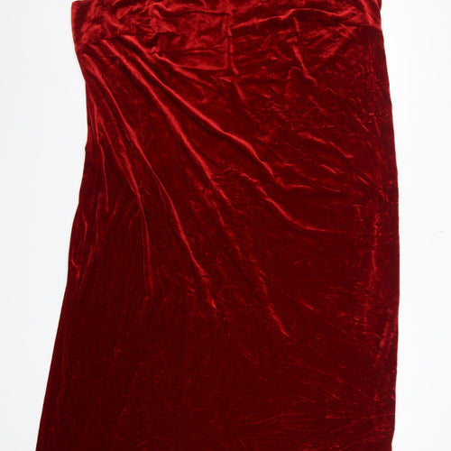 Essence Women Red Velvet UK 24 Sleeveless V-Neck Bodycon Party Dress