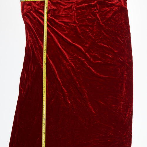 Essence Women Red Velvet UK 24 Sleeveless V-Neck Bodycon Party Dress