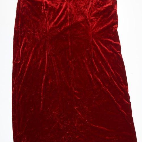 Essence Women Red Velvet UK 24 Sleeveless V-Neck Bodycon Party Dress