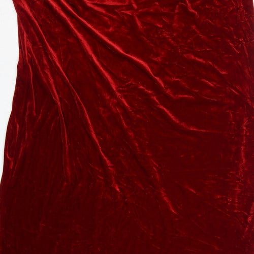 Essence Women Red Velvet UK 24 Sleeveless V-Neck Bodycon Party Dress