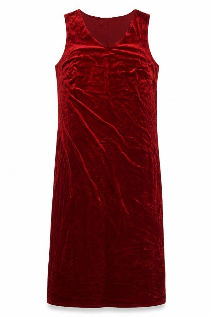 Essence Women Red Velvet UK 24 Sleeveless V-Neck Bodycon Party Dress