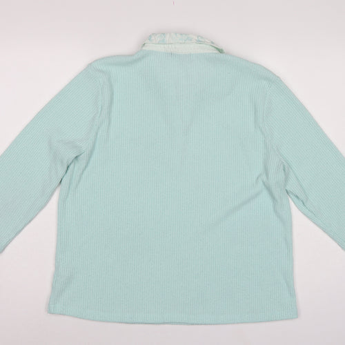 Dash Women Blue UK 18 Knit Collared Long Sleeve Polo Top