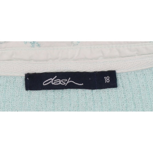 Dash Women Blue UK 18 Knit Collared Long Sleeve Polo Top