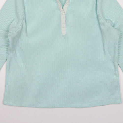 Dash Women Blue UK 18 Knit Collared Long Sleeve Polo Top