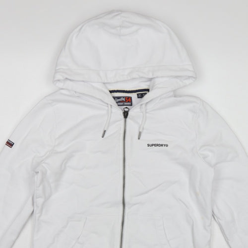 Superdry Women White UK 12 Full Zip Logo Hooded Hoodie