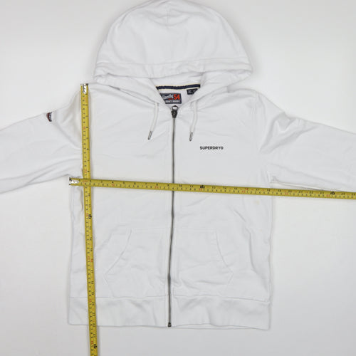 Superdry Women White UK 12 Full Zip Logo Hooded Hoodie