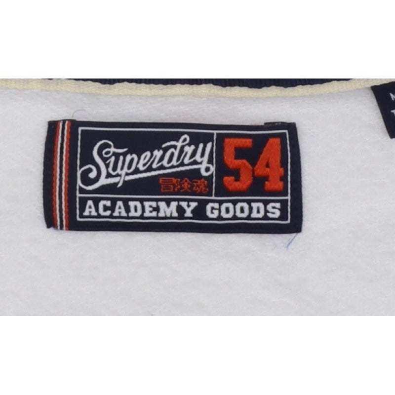 Superdry Women White UK 12 Full Zip Logo Hooded Hoodie