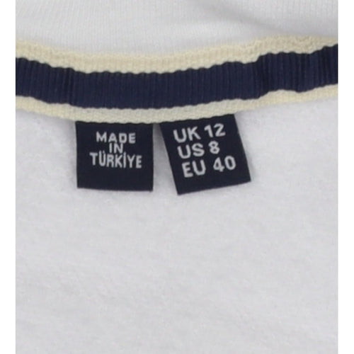 Superdry Women White UK 12 Full Zip Logo Hooded Hoodie