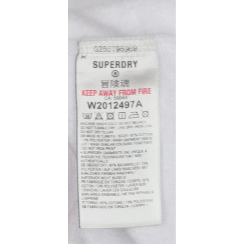 Superdry Women White UK 12 Full Zip Logo Hooded Hoodie