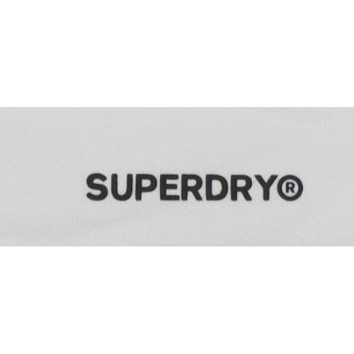 Superdry Women White UK 12 Full Zip Logo Hooded Hoodie