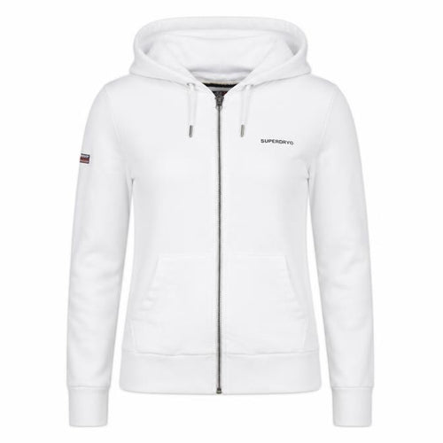 Superdry Women White UK 12 Full Zip Logo Hooded Hoodie