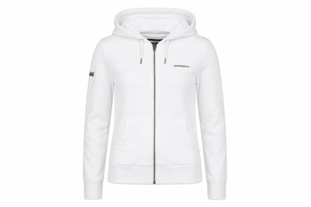 Superdry Women White UK 12 Full Zip Logo Hooded Hoodie