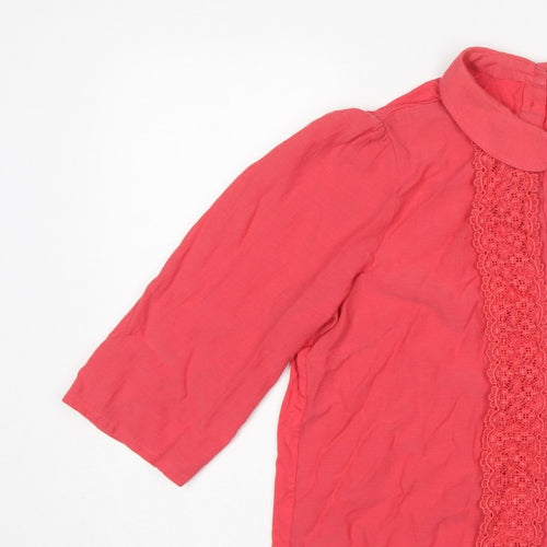 Next Women’s Pink UK 18 Lace Peter Pan Collar 3/4 Sleeve Blouse