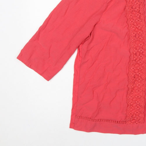 Next Women’s Pink UK 18 Lace Peter Pan Collar 3/4 Sleeve Blouse