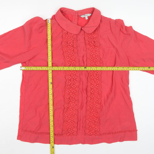 Next Women’s Pink UK 18 Lace Peter Pan Collar 3/4 Sleeve Blouse