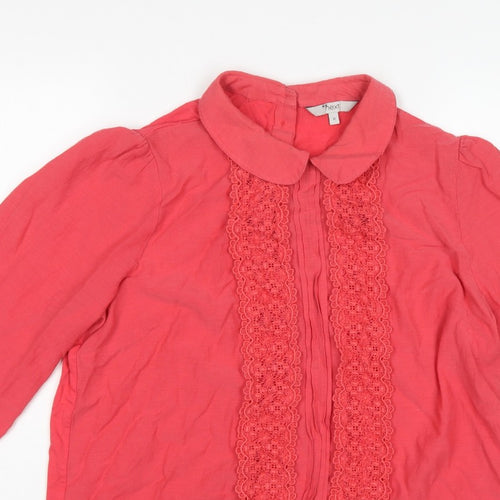 Next Women’s Pink UK 18 Lace Peter Pan Collar 3/4 Sleeve Blouse