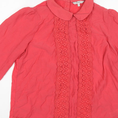 Next Women’s Pink UK 18 Lace Peter Pan Collar 3/4 Sleeve Blouse