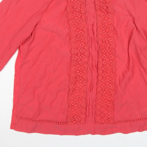 Next Women’s Pink UK 18 Lace Peter Pan Collar 3/4 Sleeve Blouse