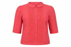 Next Women’s Pink UK 18 Lace Peter Pan Collar 3/4 Sleeve Blouse
