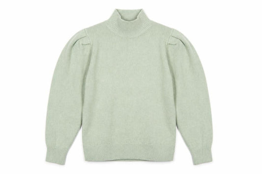 Next Women Green UK 10 Mock Neck Puff Sleeve Knit Jumper