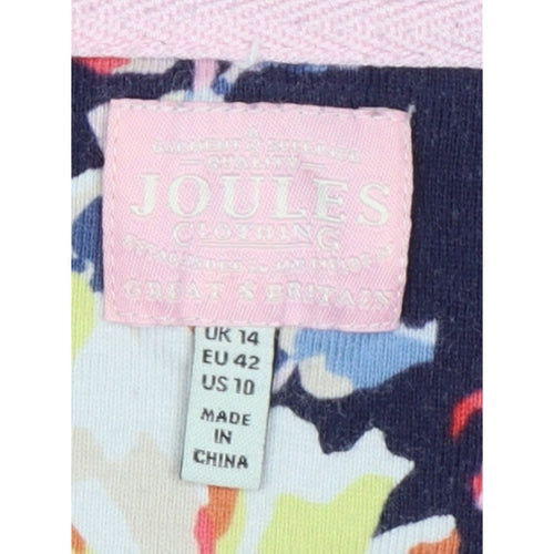 Joules Women’s Blue Floral Cotton Jersey Shift Dress UK 14 Knee Length